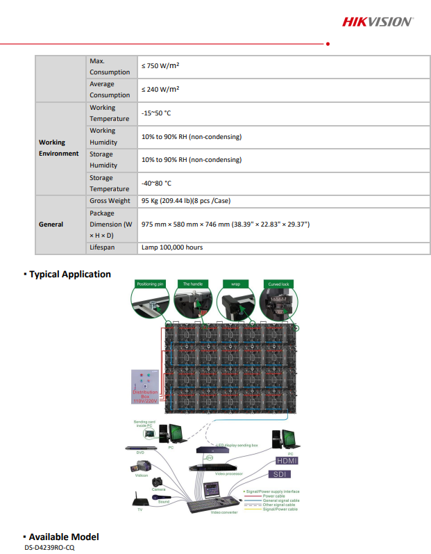 RENTAL LED DISPLAY P3.9 outdoor 500x500mm HIKVISION DS-D4239RO-CQ made of aluminum quick-assembly cabinets 